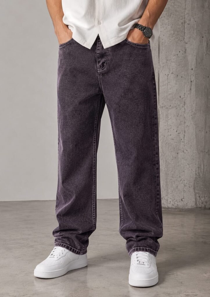 Premium Baggy Fit Jeans — Dusty Plum