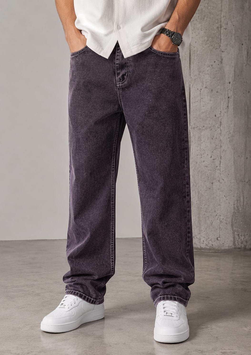 Premium Baggy Fit Jeans — Dusty Plum