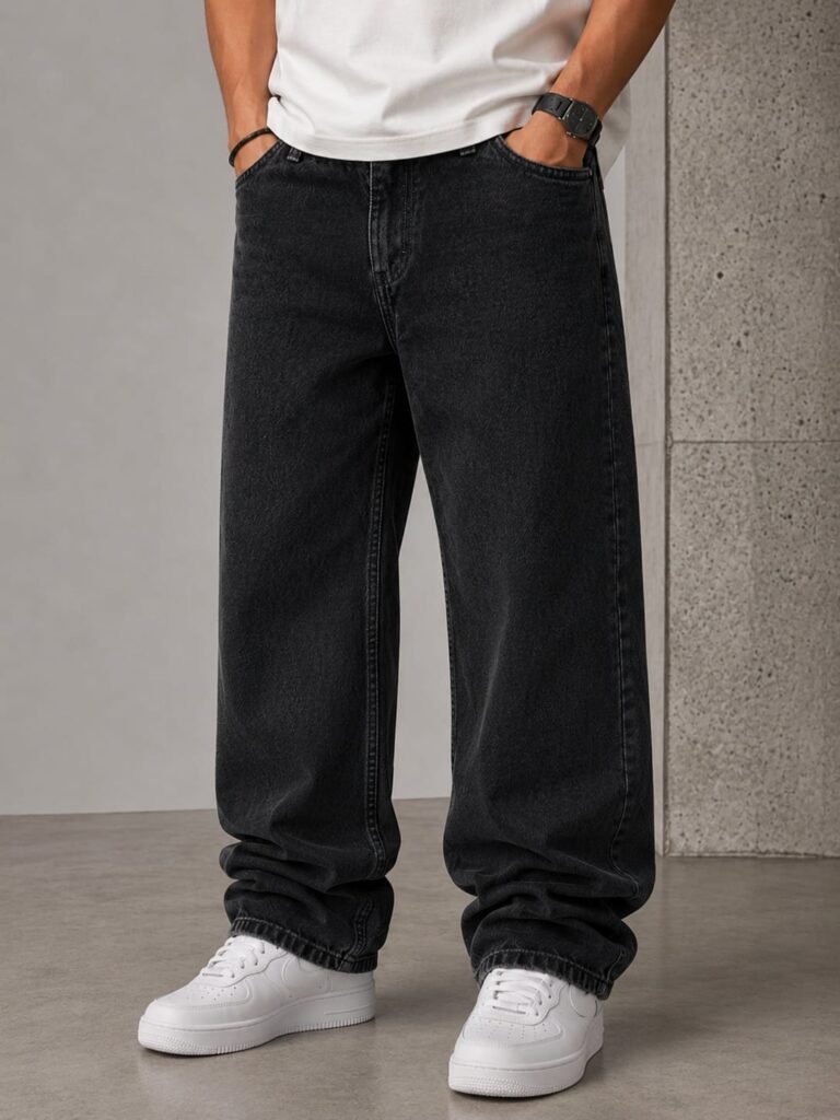 Premium Baggy Fit Jeans — Washed Black
