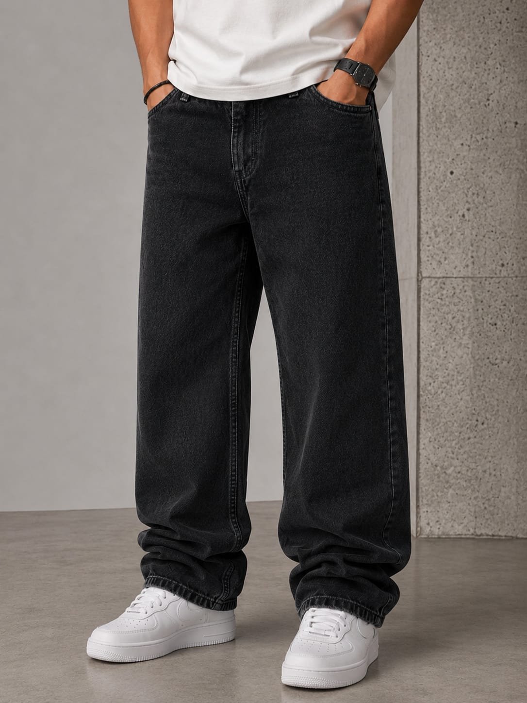 Premium Baggy Fit Jeans — Washed Black