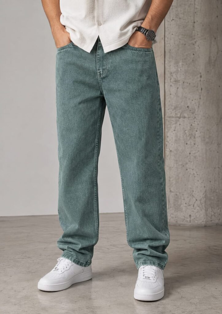 Premium Baggy Fit Jeans — Sage Green