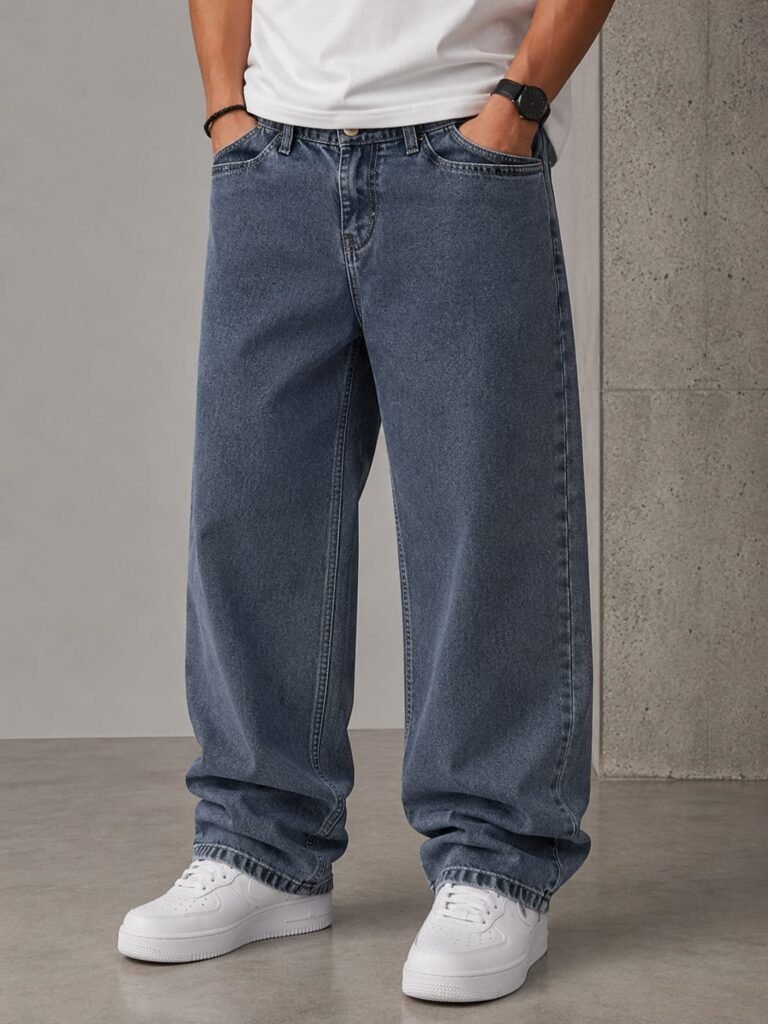 Premium Baggy Fit Jeans — Mid Wash Indigo