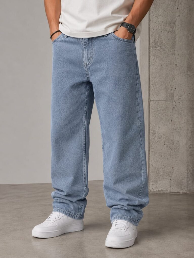 Premium Baggy Fit Jeans — Light Wash Blue