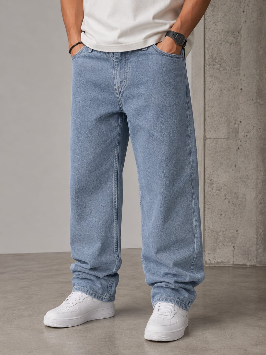 Premium Baggy Fit Jeans — Light Wash Blue