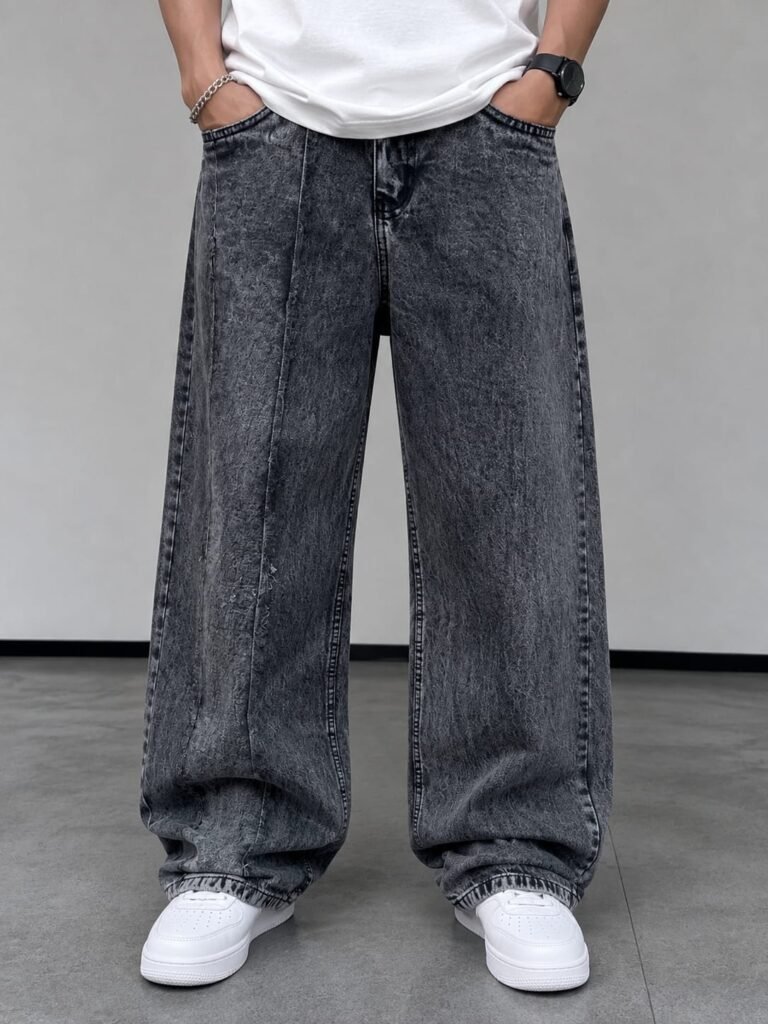 Japanese Baggy Jeans – Charcoal Grey