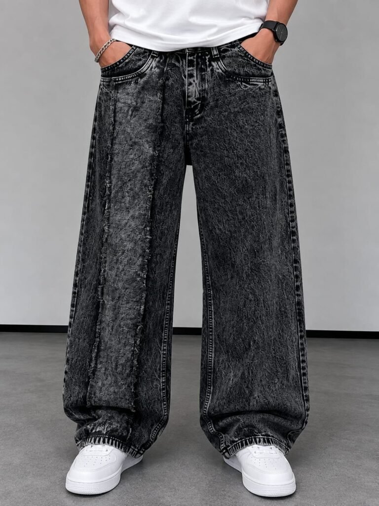Japanese Baggy Jeans – Washed Black