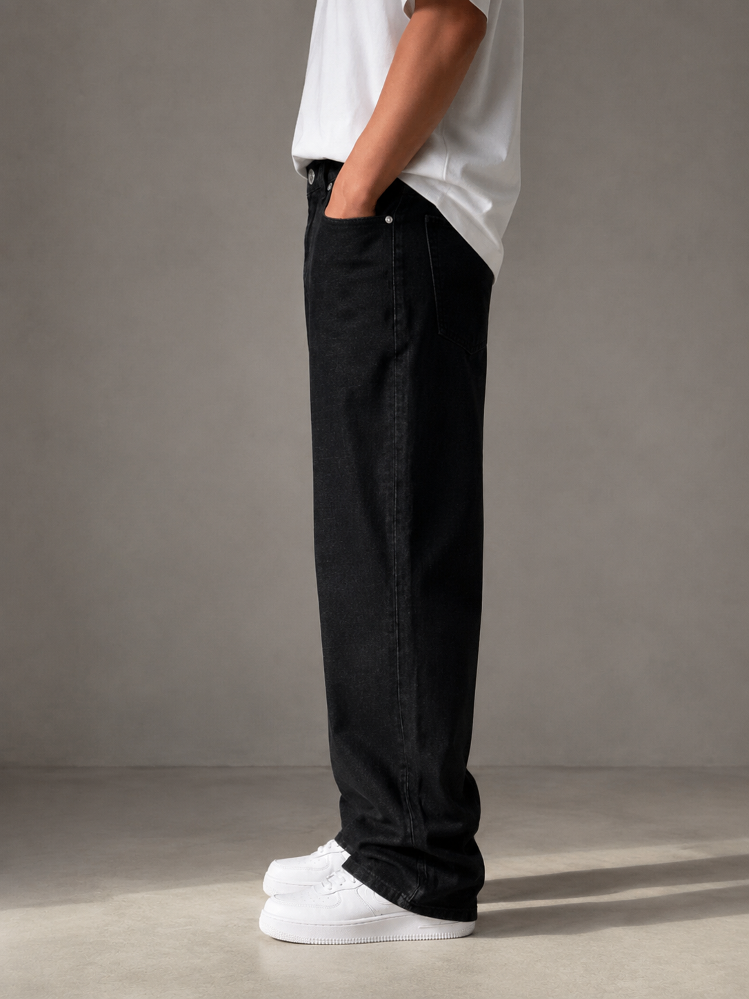 Straight Fit Baggy Jeans — Black - Image 2