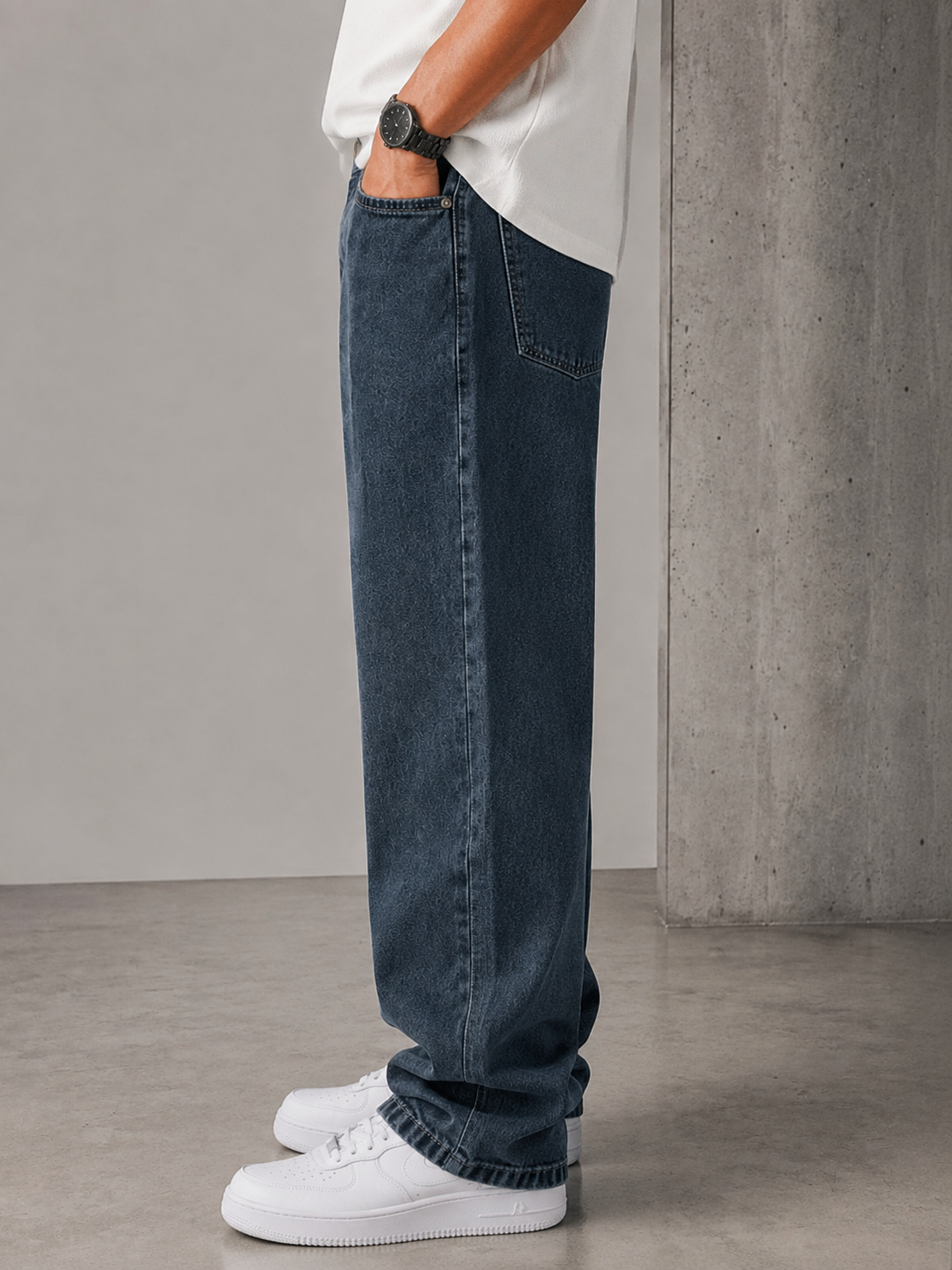 Premium Baggy Fit Jeans — Dark Indigo - Image 4