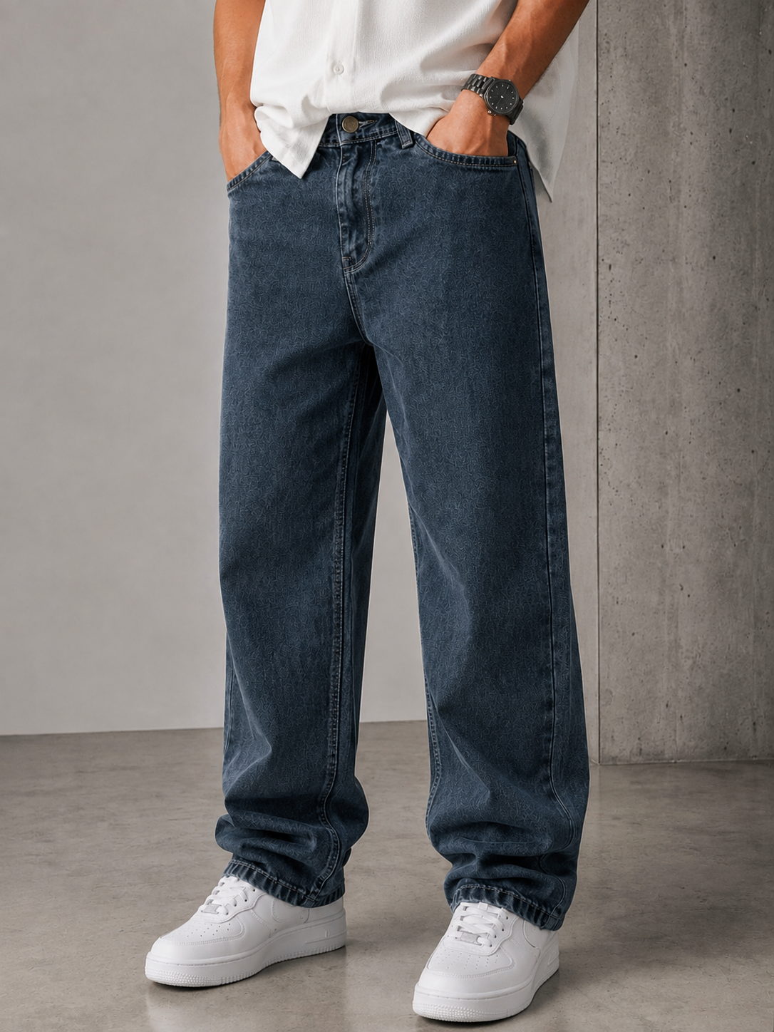 Premium Baggy Fit Jeans — Dark Indigo - Image 3