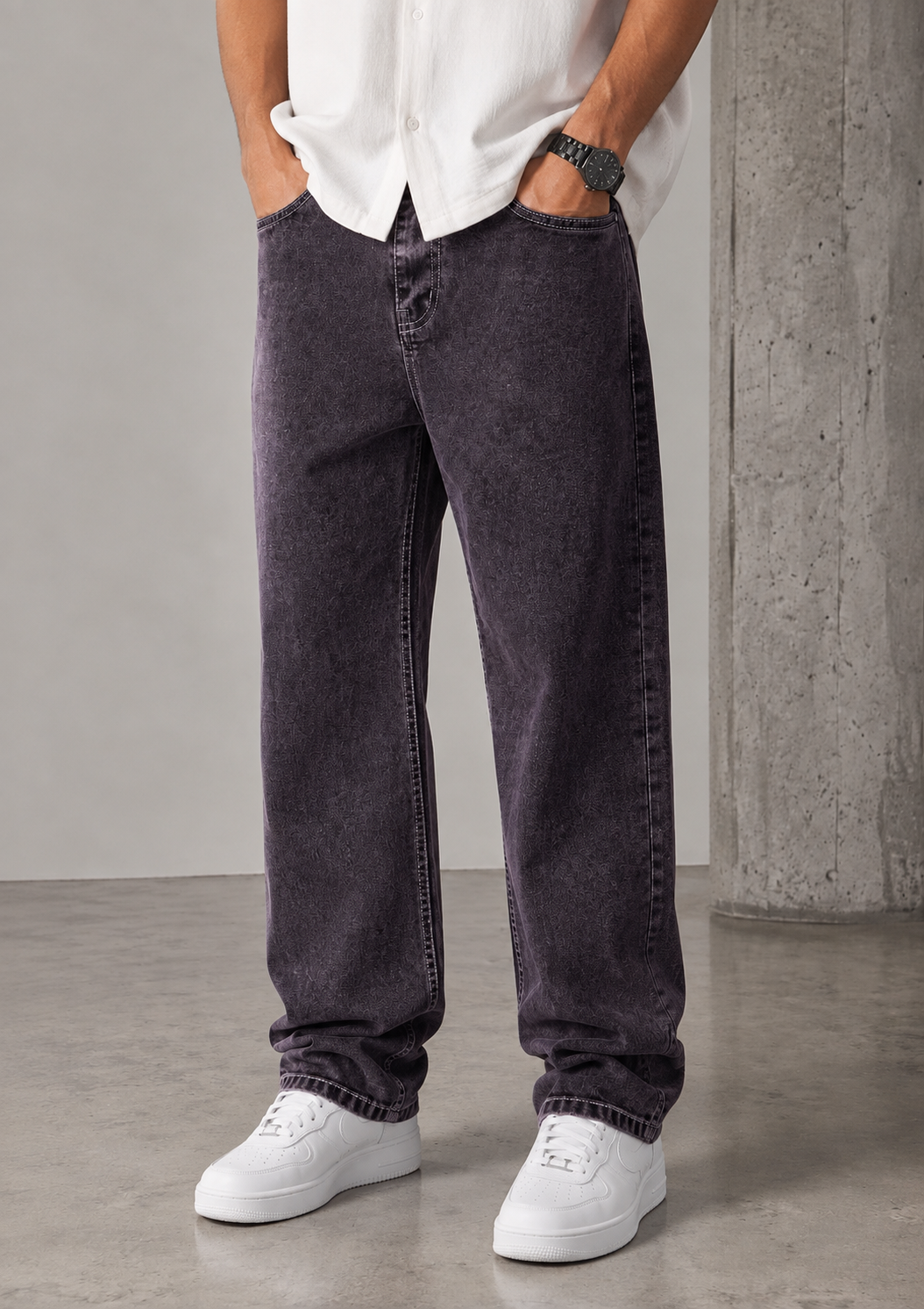 Premium Baggy Fit Jeans — Dusty Plum - Image 3