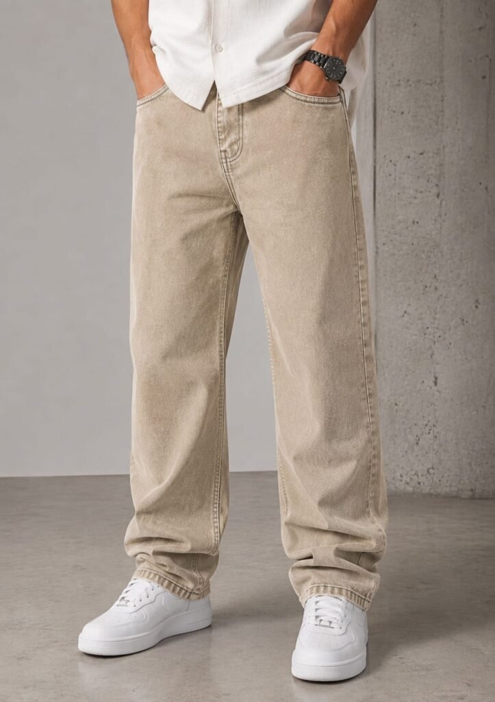 Premium Baggy Fit Jeans — Ecru Beige