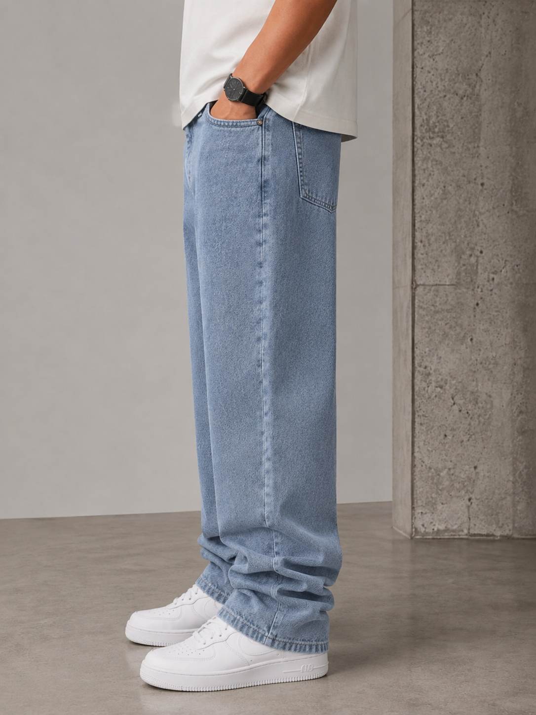 Premium Baggy Fit Jeans — Light Wash Blue - Image 4