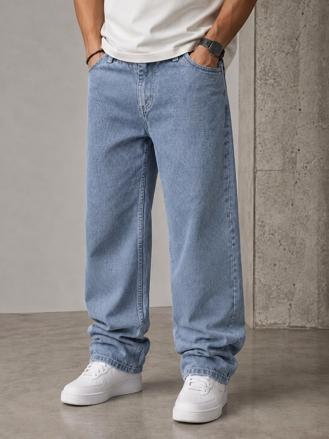 Premium Baggy Fit Jeans — Light Wash Blue - Image 3