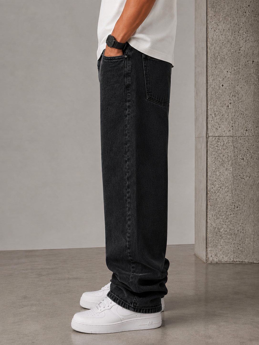 Premium Baggy Fit Jeans — Washed Black - Image 4