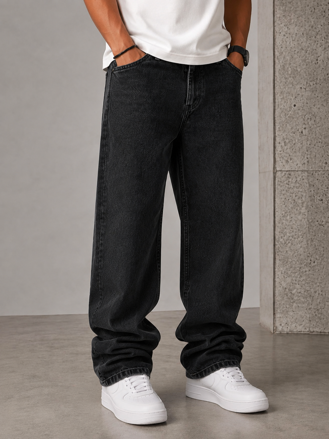 Premium Baggy Fit Jeans — Washed Black - Image 3